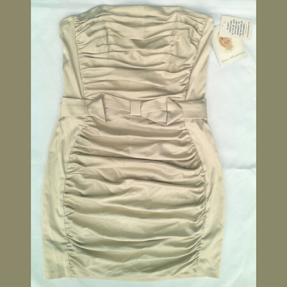 ~Vintage Gold Formal Stretch Satin Ruched Prom Gown Jessica McClintock Gunne Sax - Picture 2 of 6